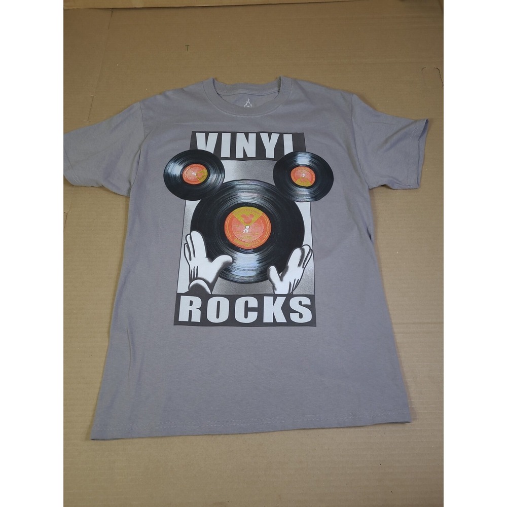 Disney Resort Mickey Mouse Vinyl Record Rocks Ears T Shirt M  SHIMMER DJ GRAPHIC